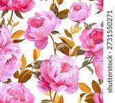 Pattern peonies flowers. Vector pattern floral summer flowers peonies. For paper, fabric, packaging, interior design