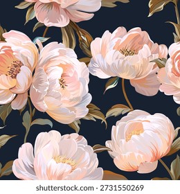 Pattern peonies flowers. Vector pattern floral summer flowers peonies. For paper, fabric, packaging, interior design