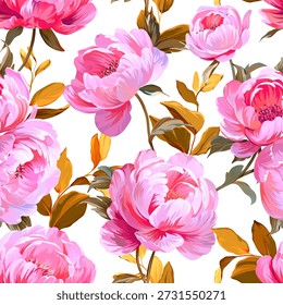 Pattern peonies flowers. Vector pattern floral summer flowers peonies. For paper, fabric, packaging, interior design