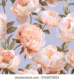 Pattern peonies flowers. Vector pattern floral summer flowers peonies. For paper, fabric, packaging, interior design