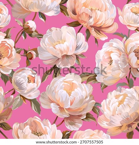 Pattern peonies flowers. Vector pattern floral summer flowers peonies. For paper, fabric, packaging, interior design