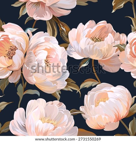 Pattern peonies flowers. Vector pattern floral summer flowers peonies. For paper, fabric, packaging, interior design