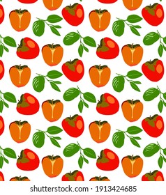 Pattern with persimmon and leaves