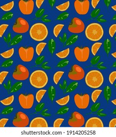 Pattern with persimmon and lemon slices