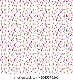pattern with pictures of various kinds of ice cream