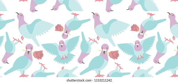 pattern with pigeons, bird in a vector flat style