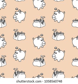 Pattern of a piggy bank and a coin purse