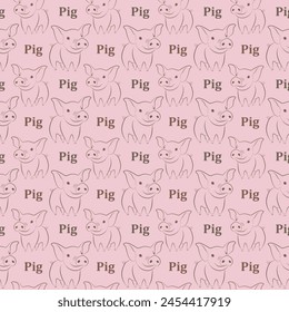 Pattern with piglets. Little pig. Vector illustration. For print.