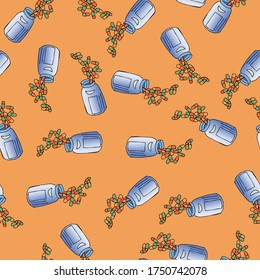 Pattern of pills A medical poster. Orange background.