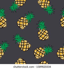 Pattern of a pineapple. Drawing done in loose stroke. Editable vector.