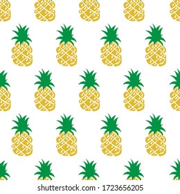 Pattern of a pineapple. Drawing done in loose stroke. Editable vector.