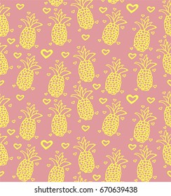 Pattern with pineapple on a pink background