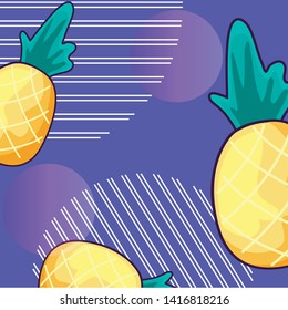 pattern of pineapples fruits backdrop