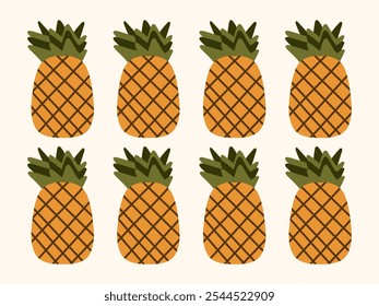 Pattern with pineapples. Fruits, berries, healthy food, proper nutrition. Vector illustration