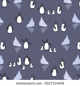 pinzas de patrón y pequeños pingüinos sobre un fondo oscuro