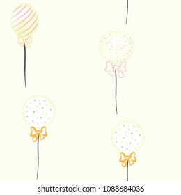 Pattern of pink balloons with a bow. Romantic style. Pattern with balls.