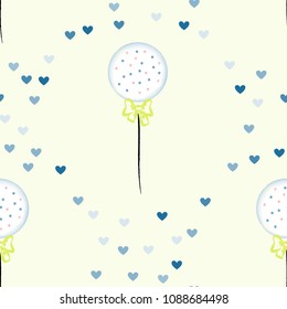 Pattern of pink balloons with a bow. Romantic style. Pattern with balls.