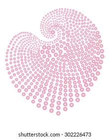 The pattern of pink beads in the form of heart