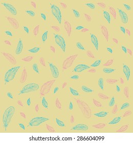 pattern of pink and blue feathers on a light background