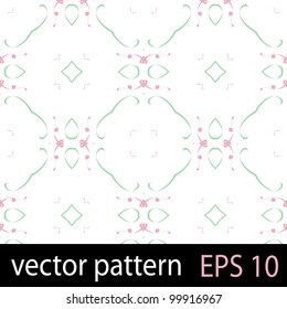 Pattern with pink and blue hearts on white backdrop. Seamless vector background