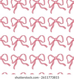 Pattern of pink bows on a white background ideal for crafting and design projects