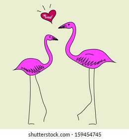 pattern with a pink flamingo