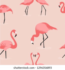 Pattern of pink flamingos on a pink background