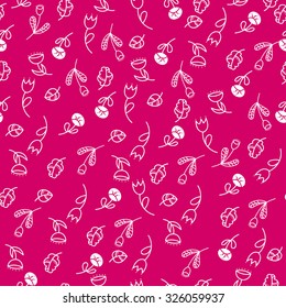 The pattern of pink flowers. Background with wildflowers. Pattern with daisies and tulips.