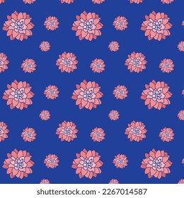 PATTERN OF PINK FLOWERS WITH BLUE COLOR