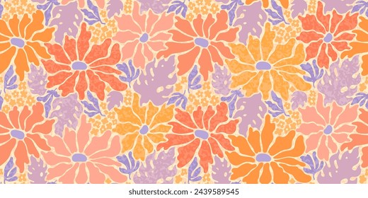 Patrón de flores rosas. Fondo de vector sin costura abstracto floral. Forma retro y elegante. Estampado moderno. Hoja geométrica simple de la primavera del verano, diseño de la flor. Gráfico vintage matisse patrón floral