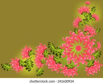 The pattern of pink flowers and leaves. EPS10 vector illustration.
