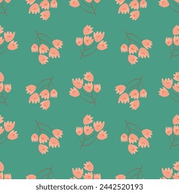 Pattern with pink flowers on branches