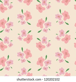 Pattern of pink flowers on a yellow background