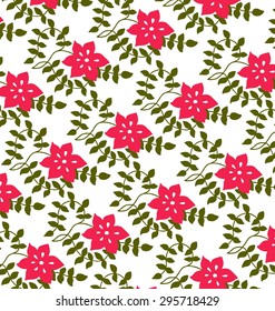 pattern with pink flowers and petals on white background