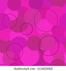 A pattern with pink and fuchsia circles on a pink background in the style of abstraction in vector. A pattern with circles of different shades. Geometric pattern and abstraction. Vintage.