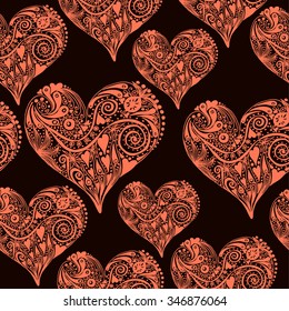 Pattern With Pink Graphic Decorative Hearts