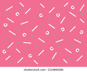 Pattern with pink and green dots, abstract shapes, background design.