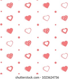Pattern with pink hearts and gentle color