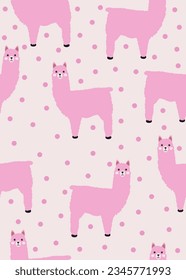 Pattern of a pink lama on a light pink background.