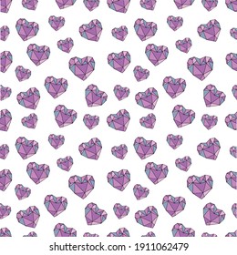 pattern with pink, purple diamond hearts