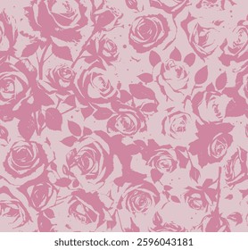 Pattern pink realistic vector roses all over print floral nature flowers