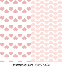 Patrón con corazones rosados y rojos en un fondo transparente
