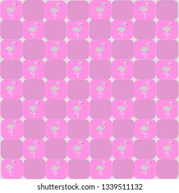 Pattern of pink rounded square with flamingo or  pink background.eps