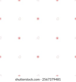 Pattern in pink simple flowers and stars on a white background.