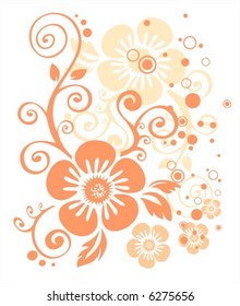 Pattern from the pink stylized flower ornament on a white background.