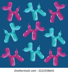 Pattern Pink And Turquoise Balloon Dog