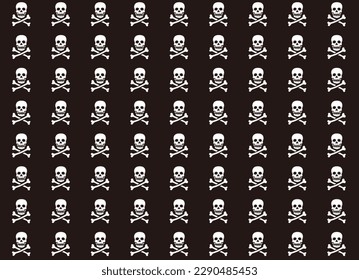 Pattern pirate skull wallpaper. seamless skull pattern on black background Halloween Skull Pattern Background Illustration Stock Illustration. For printing, fabric, textile, manufacturing, wallpapers.