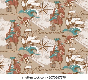 Pattern. "Pirate"s island". Vectoe illustration
