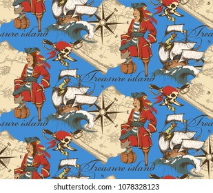 Pattern. "Pirate"s island". Vectoe illustration