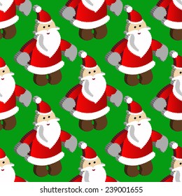 pattern with pixel art Santa on a background. Vector EPS.